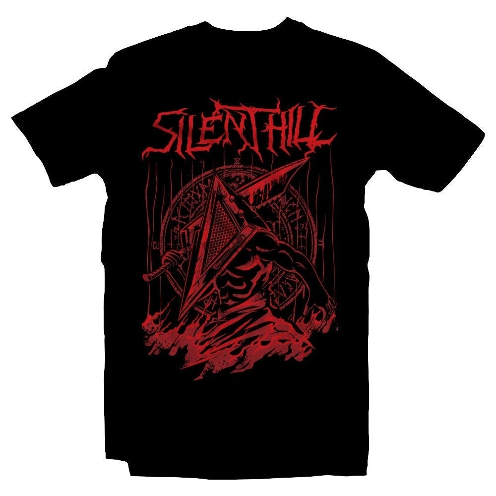

Silent Red Thing Unisex T Shirt Silent Hill Pyramid Head Heavy Metal Band Tee Horror Shirt Video Game Shirt Movie Retro Tee
