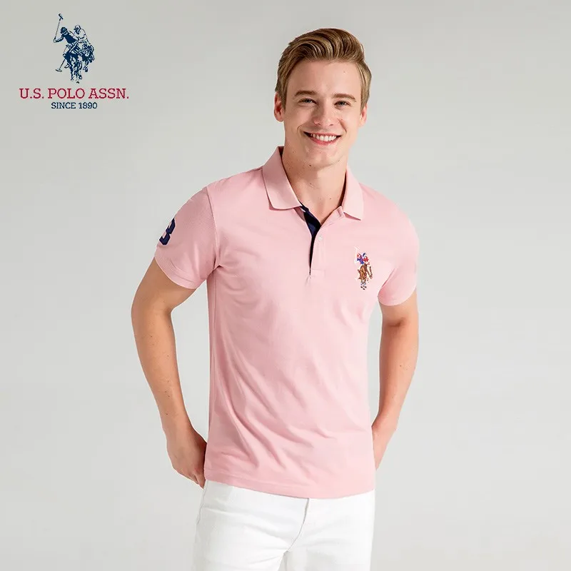 Polo Assn. Новые летние мужские рубашки поло с коротким рукавом и круглым вырезом |