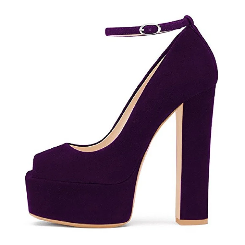 Женские туфли-лодочки на платформе с открытым носком квадратном каблуке размеры