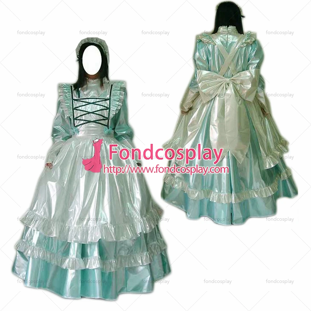 

Сексуальная одежда для взрослых fondcosplay с крестом, длинное светильник ое тонкое платье из ПВХ, Запираемая униформа, белый индивидуальный фар...