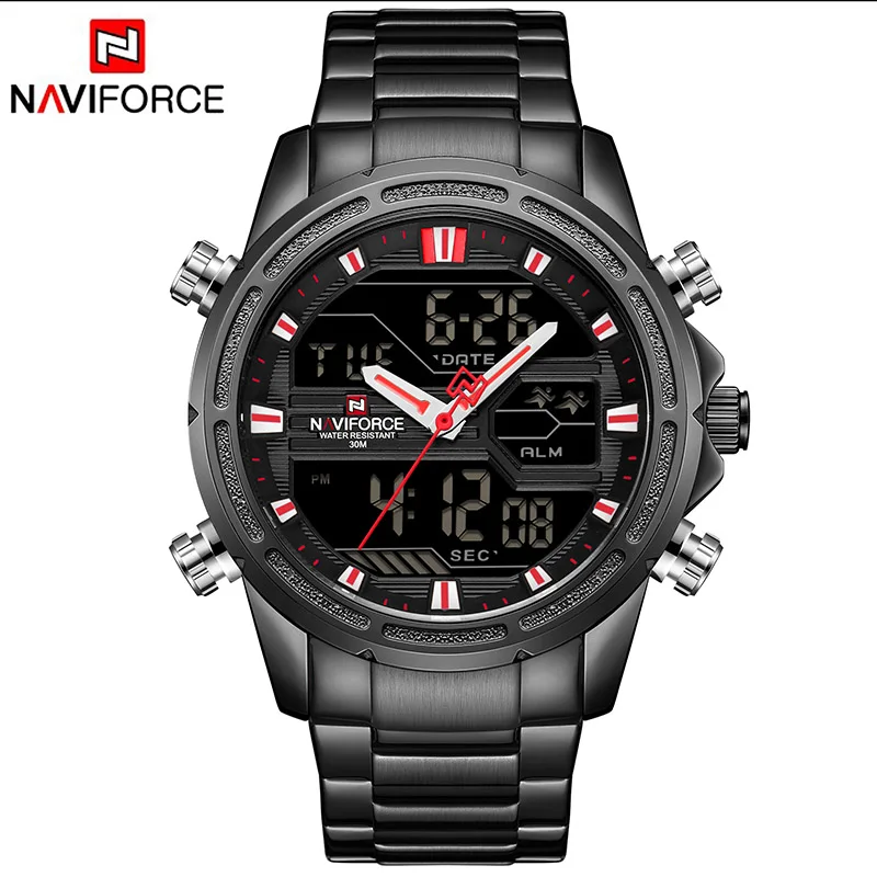 S-BBR NAVIFORCE мужские военные наручные часы из нержавеющей стали люксовый бренд мужские часы модные спортивные часы мужские водонепроницаемые кварцевые часы - Цвет: S-BBR