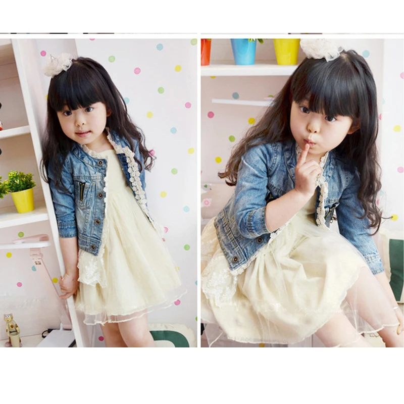 Детская джинсовая куртка LOVE DD &amp MM с кружевным украшением | одежда и обувь