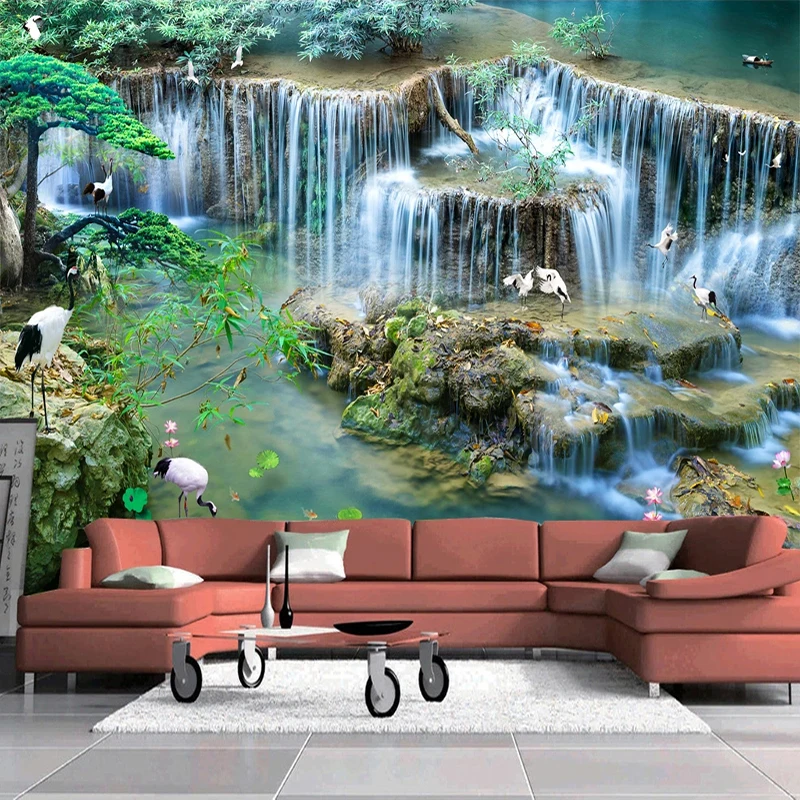 

Drop Shipping Custom 3D Wallpaper Waterfall Landscape Photo Background Mural Study Room Restaurant Wall Painting Papel De Parede