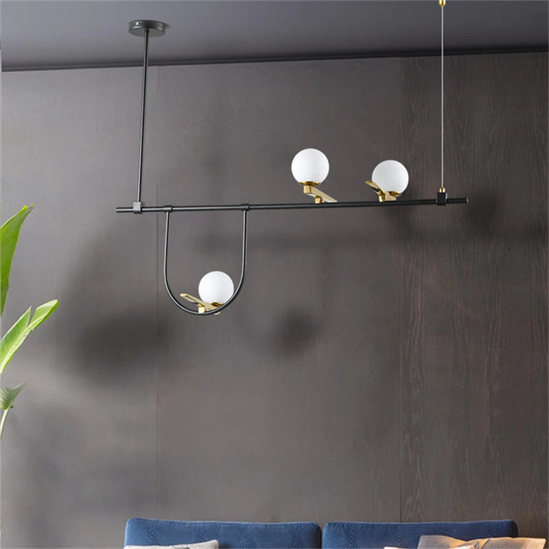 

Living Room Bedroom Creative Decoration Modern Minimalist Foyer Front Clothing Store Birdie Glass Ball Chandelier LED Bulbs Iron