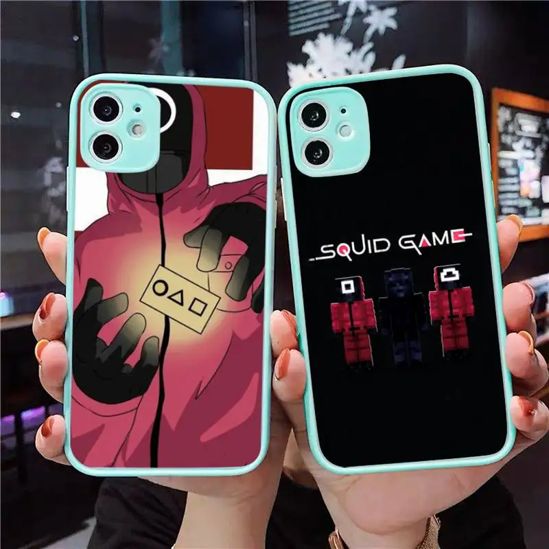 

Squid Game Round Six 456 Phone Case Matte Transparent for iPhone 7 8 11 12 s mini pro X XS XR MAX Plus Clear mobile bag