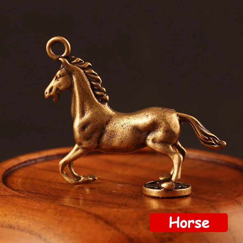 Брелок Зодиак из латуни в стиле ретро с изображениями животных крыс статуя