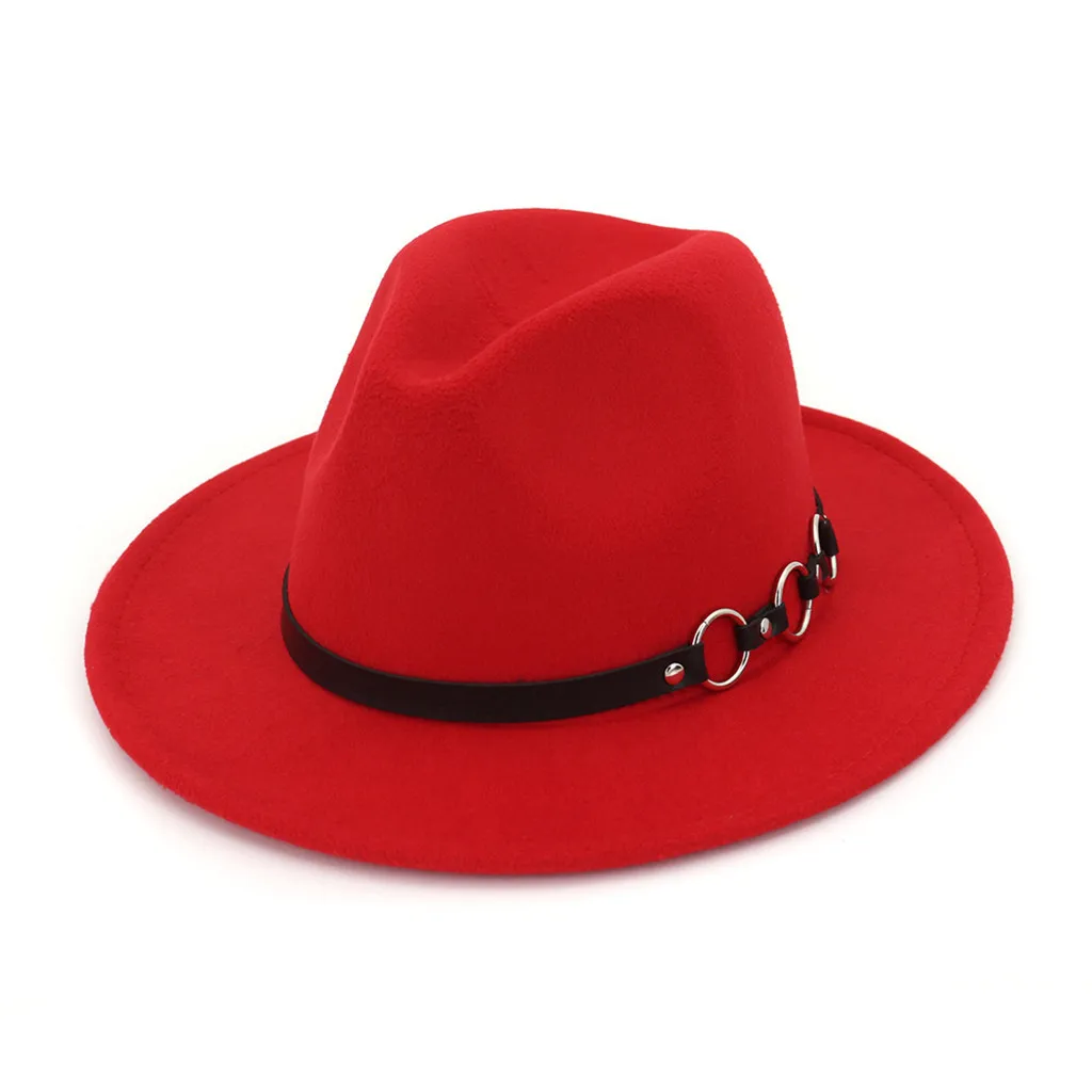 Red Cap Брендовая осенне-зимняя Имитация шерсти для женщин, мужчин, дам, Fedoras Top Jazz Hat, европейские, американские круглые шапки, котелок - Цвет: Red Cap