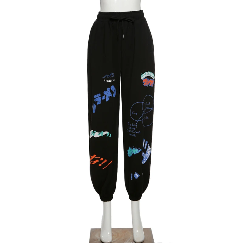 

women's Casual Pants Spring high waist loose and fashionable Print Leggings sport pants trousers Streetwear