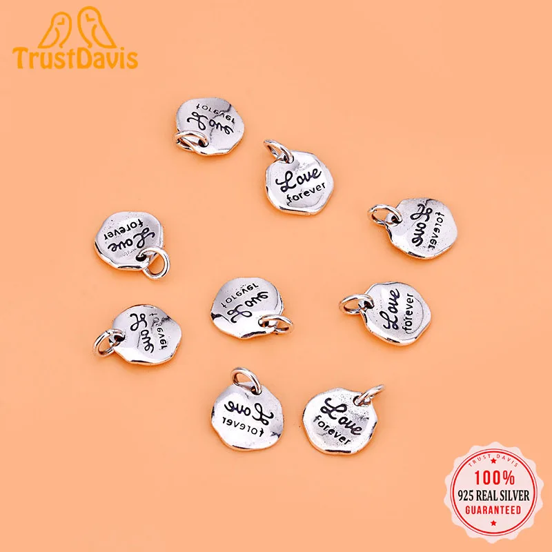 

TrustDavis Настоящее серебро 925 пробы модная нерегулярная круглая Очаровательная подвеска ручной работы DIY аксессуары Изящные ювелирные издели...