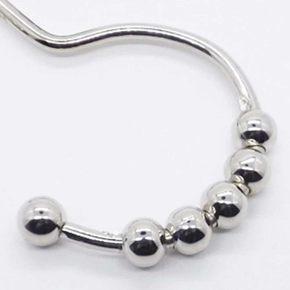

12pcs Hooks Shower Curtain Simple Chrome Iron Rustproof Double Glide Durable Hanging Rings