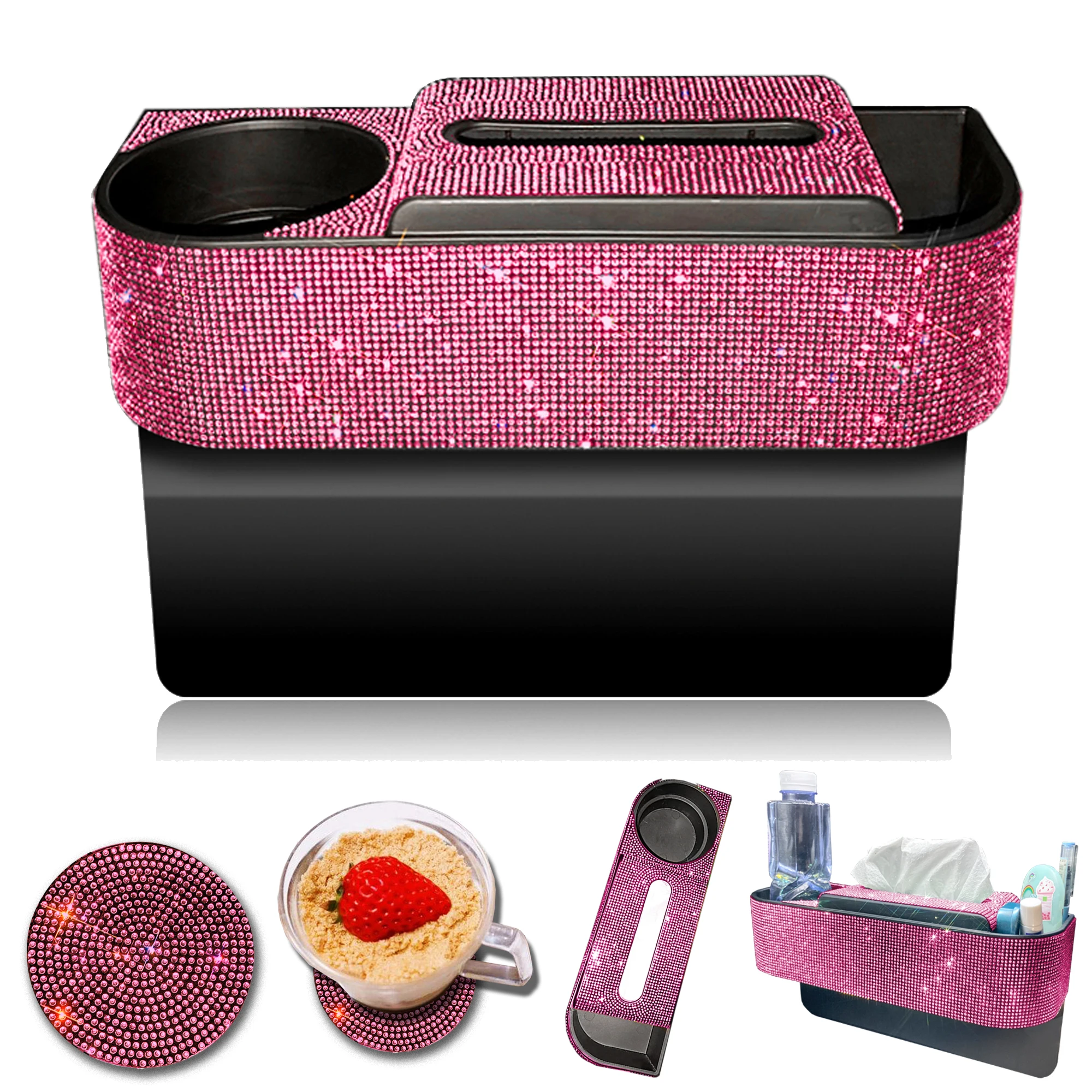 

Bling Car Seat Gap Storage Box Cup Organizer Universal Non-Slip Car Front Seat Organizer Card Phone Holder Crevice Storage Box
