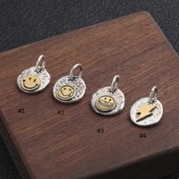 925 sterling silver smiling face pendants for necklace women vintage unisex jewelry for men and women jewelry friends gifts