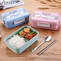 lunch box microwave bento snack boxes lancheira wheat straw dinnerware food storage container for kids school office lunchbox