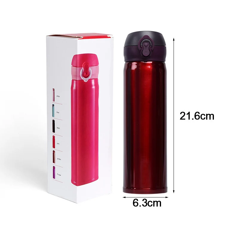 AQW1449 500ml red Дизайн, двойные стенки, термосы из нержавеющей стали, 500 мл, термос, чашка для кофе, чая, молока, кружка для путешествий, термобутылка, подарки, Термокружка - Цвет: AQW1449 500ml red