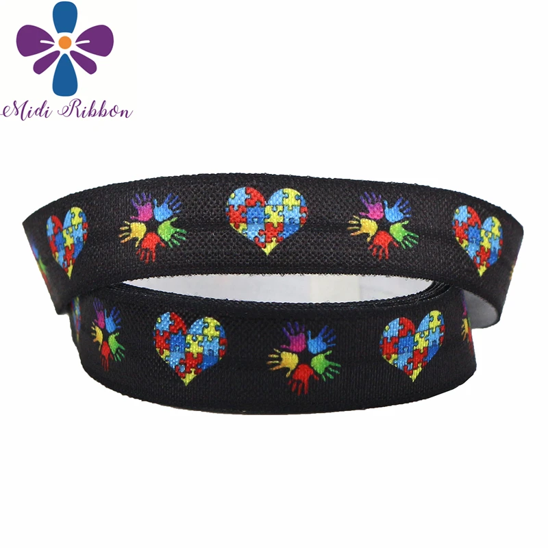 5/8 &quot16 мм мультяшный олень Кот Санта Клаус напечатанный на резинке лента Радуга