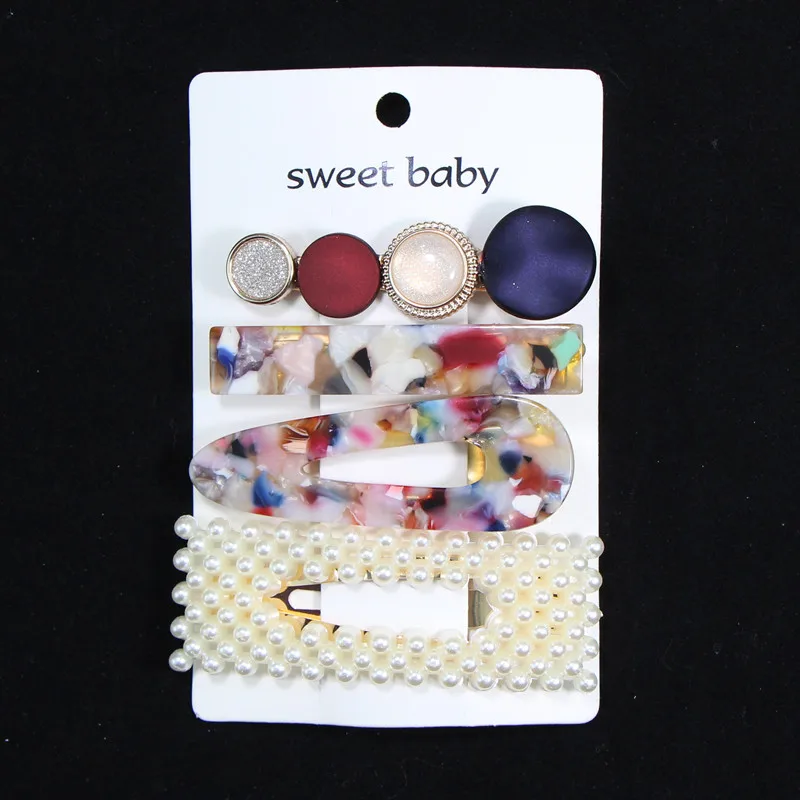 AJOD23 2/3/4/5 шт Ins/модные женские туфли для девочек элегантные жемчужные заколки для волос выпекаемого лака с леопардовым принтом заколки для волос для девочек женские аксессуары для волос повязка на голову - Цвет: AJOD23