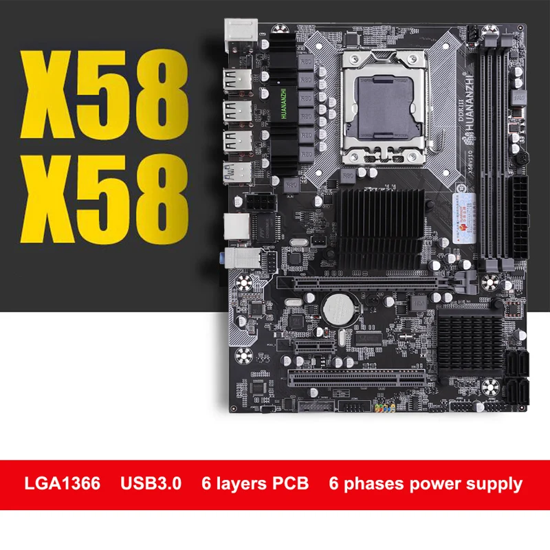 Совершенно новая материнская плата HUANANZHI X58 LGA1366 для процессора Intel Xeon X5675 X5670 X5660