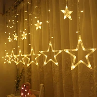 12 stars 138 led curtain string lights window curtain lights with 8 flashing modes decoration