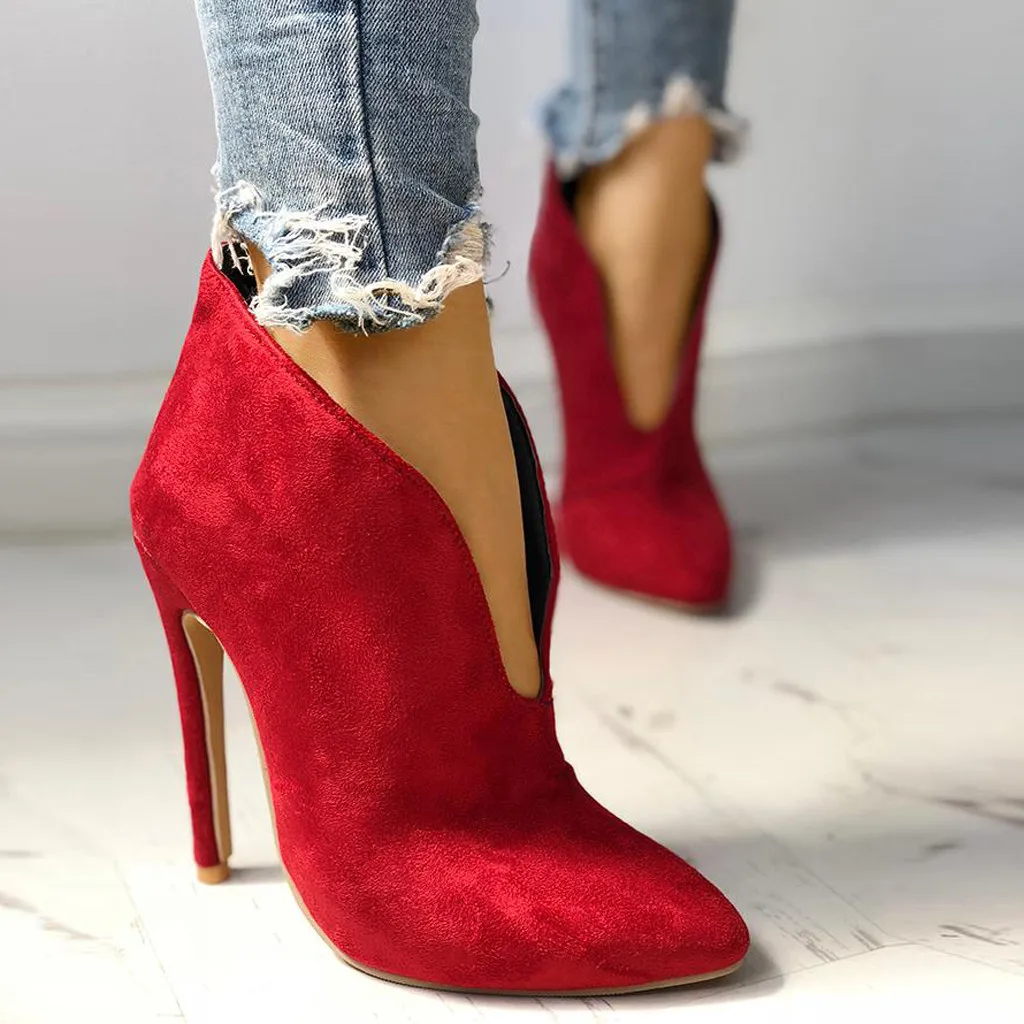 YOUYEDIAN/пикантные ботинки Женские на высоком каблуке туфли лодочки с острым носком