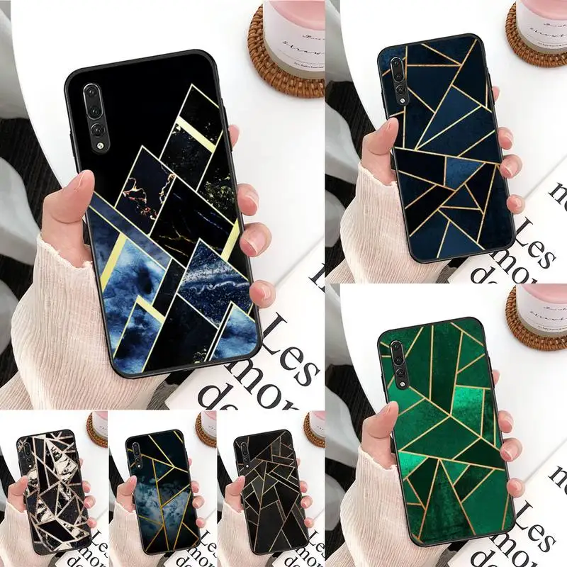 

Marble Geometric Phone Case For Huawei Mate 30 Pro P20 P30 P40 pro lite Y7 Y6 2019 case for Honor 8X 8A 10 20lite 10i