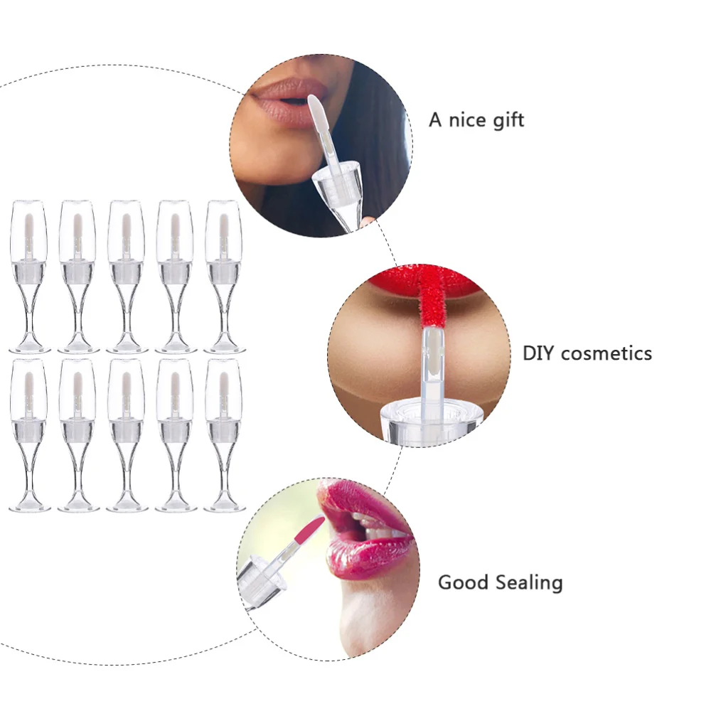 

10pcs Glass Shaped Lip Gloss Tube Refillable Bottles Lip Gloss Container
