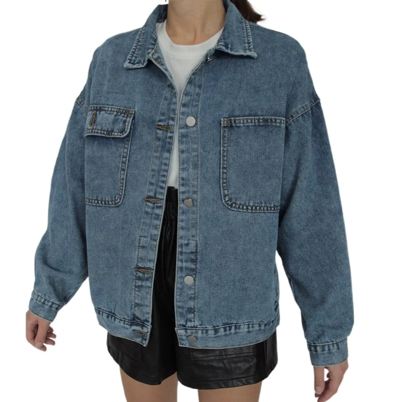 

Jean Jacket Women Clothes Oversized Jeans Denim Coat Korean Coats Spring Fall 2021 New Jackets for Women Solid Casual