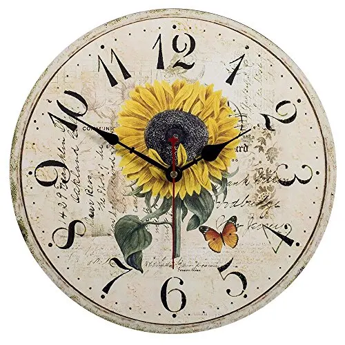 Ретро деревянный настенный Clock 12inch кварцевый тихий большой винтажный