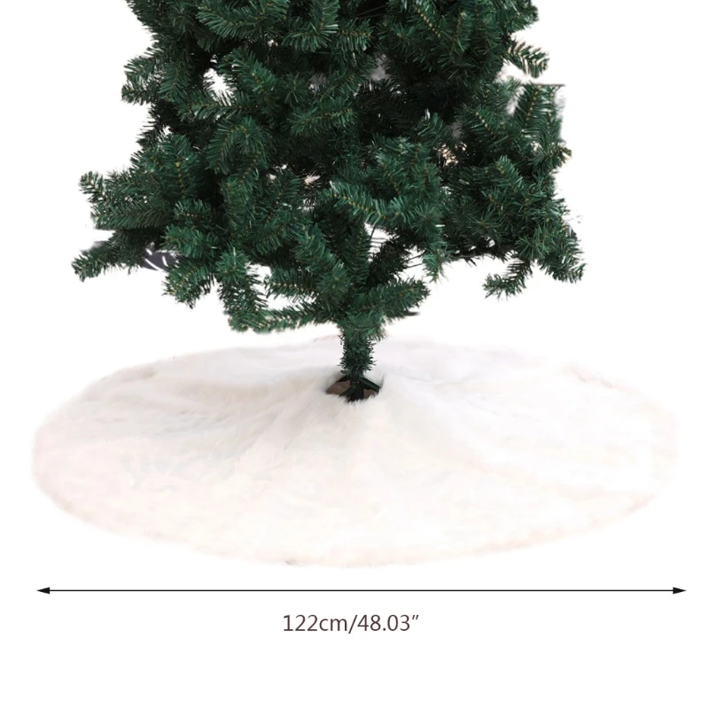 

White Christmas Tree Skirt Ornament Plush Carpet Floor Mat Base Cover Xmas Decor G5GB