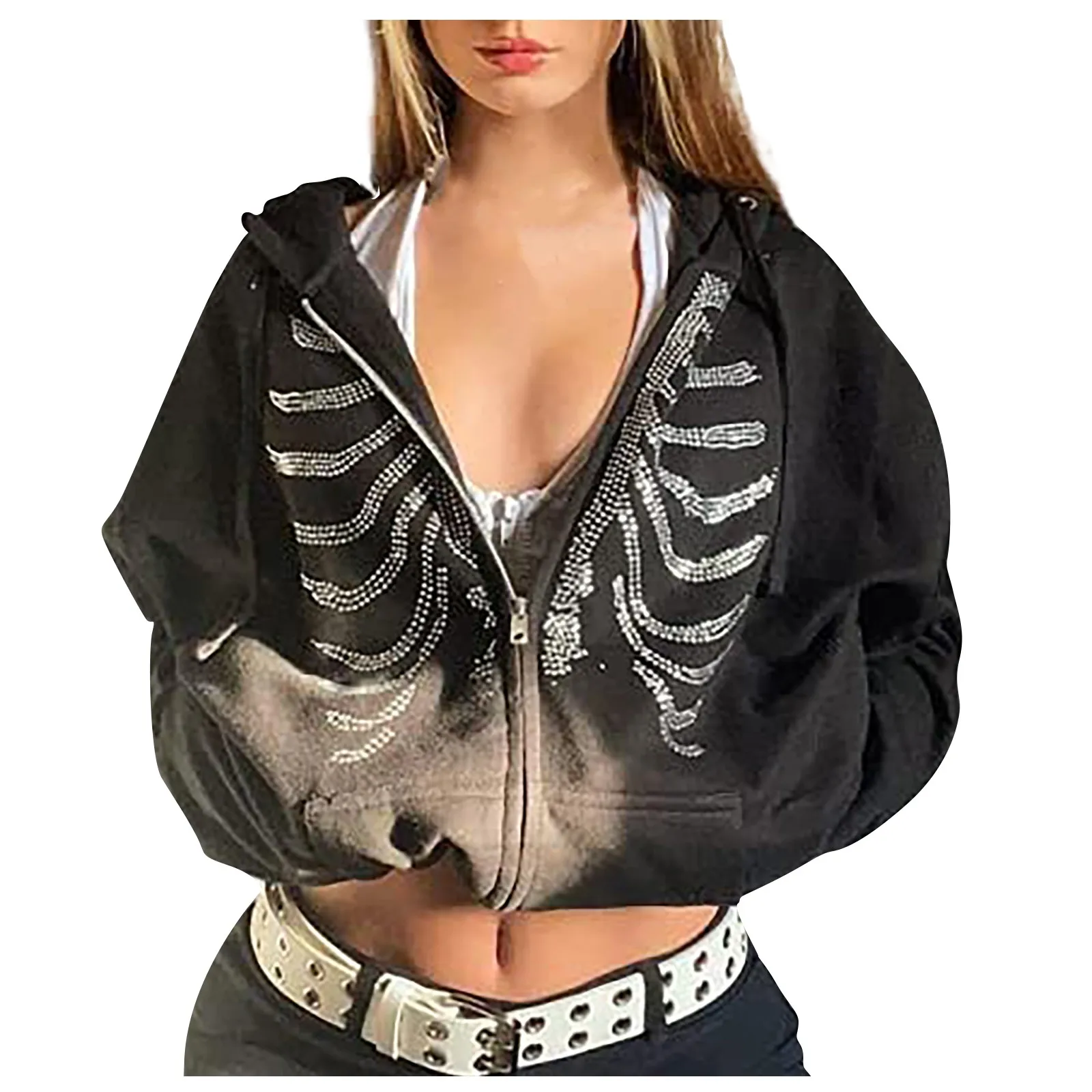 

Женская толстовка с капюшоном и длинным рукавом, в готическом стиле