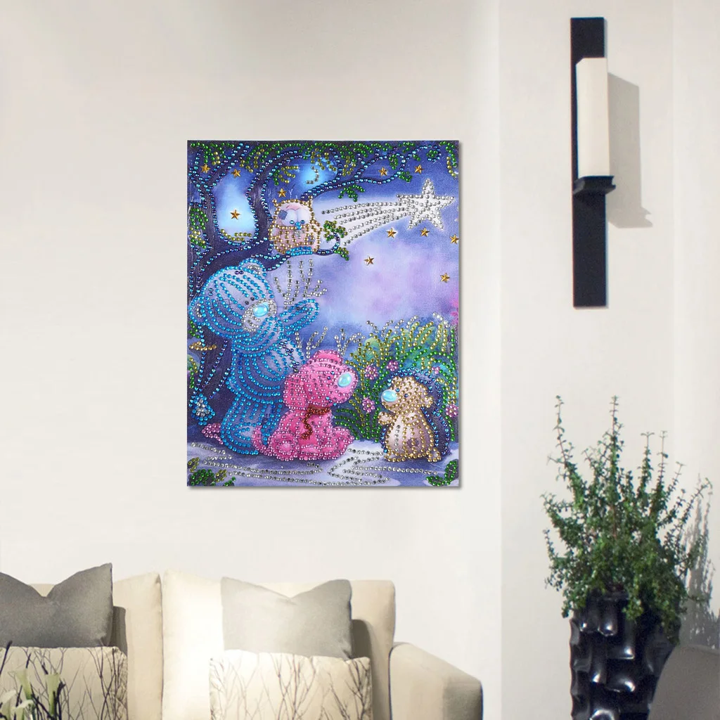 Алмазная вышивка Сова Кот животные особая форма алмазная живопись Стразы