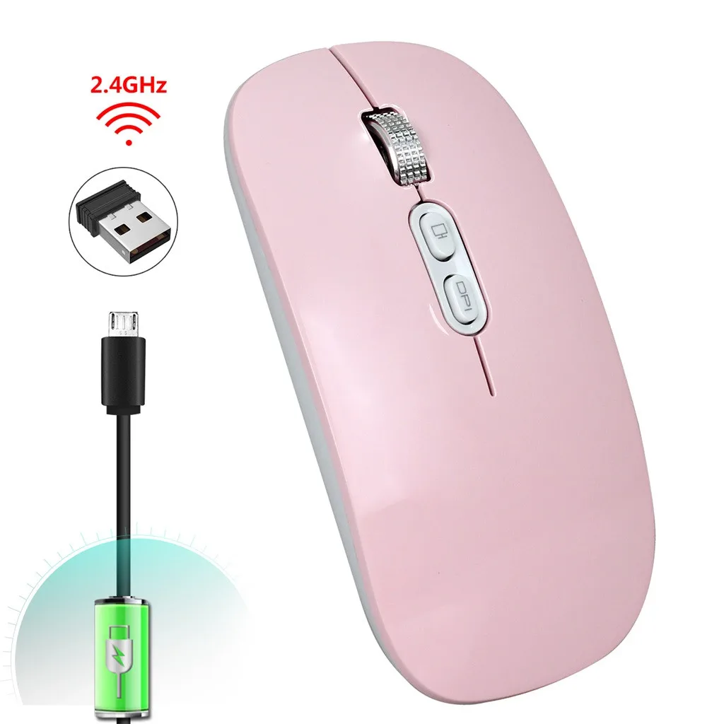 pink Игровая Мышь перезаряжаемая 2,4g беспроводная Мышь металлическая Бесшумная оптическая Мышь для ноутбука Мышь Прямая поставка - Цвет: pink