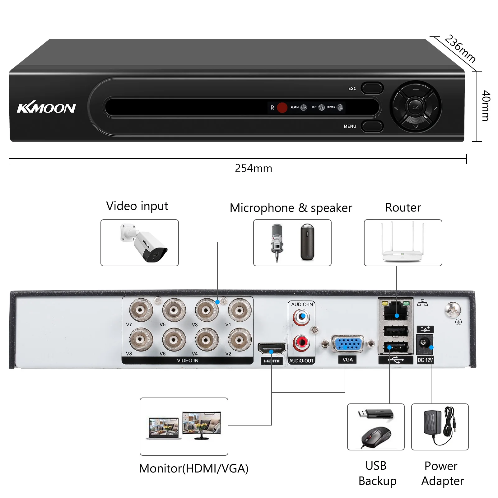 5MP Система охранной камеры 8 канальный DVR + 4 шт супер HD Крытый Открытый