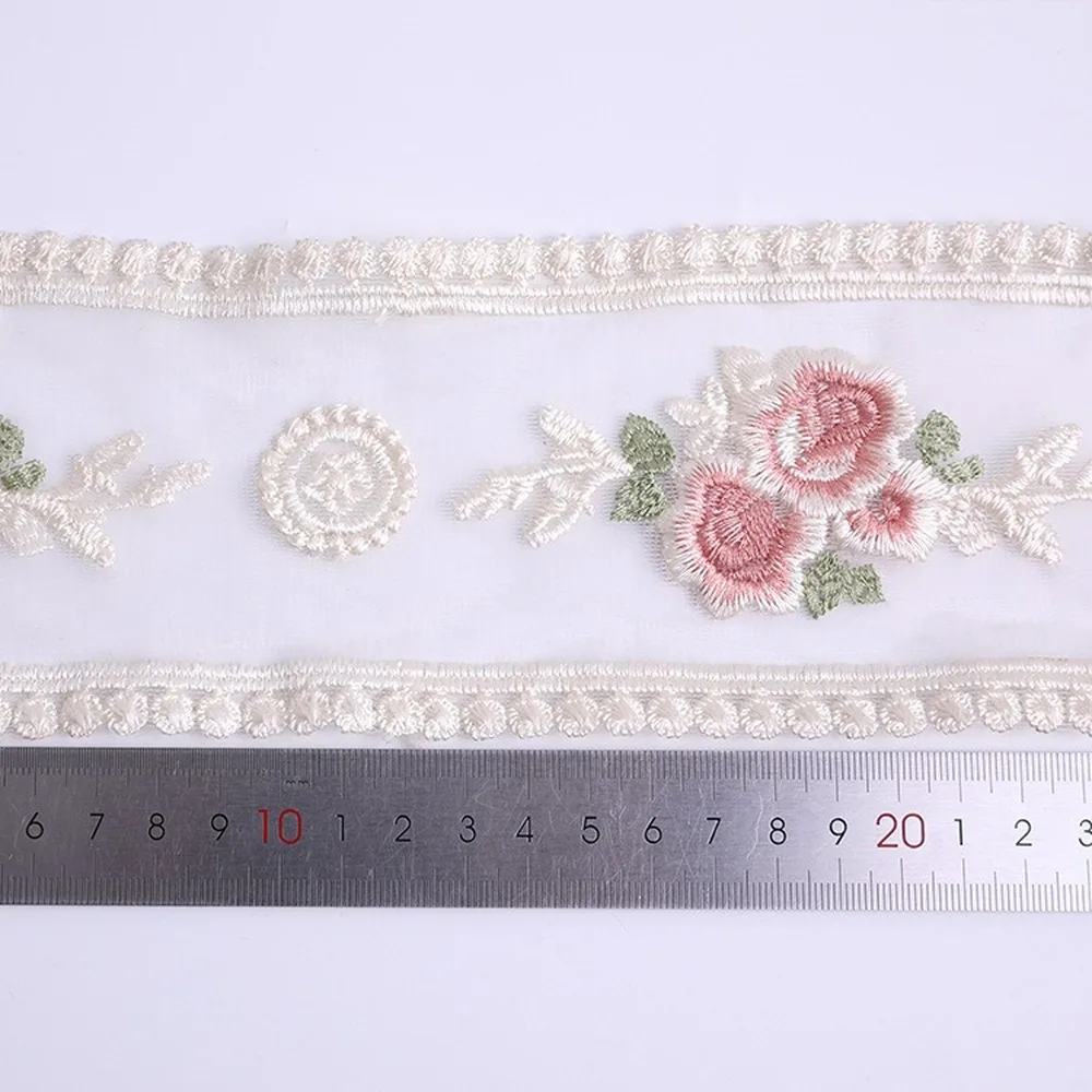 Лента для волос с вышивкой в виде роз прозрачная сетчатая лента цвета слоновой