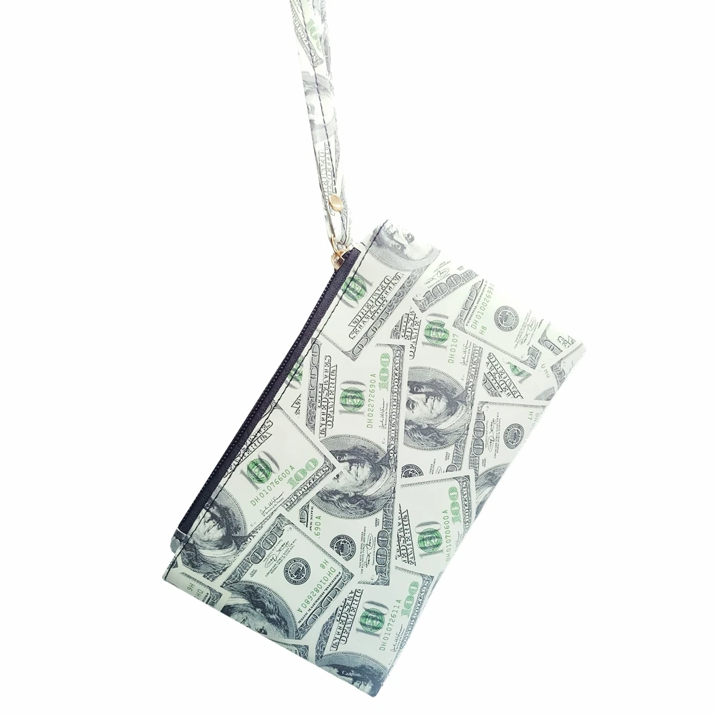 Новинка 2018 модные женские бумажники из ПВХ с рисунком доллара США кожаная сумка