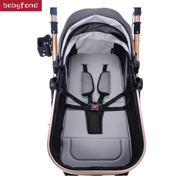 Детская коляска BABYFOND с высоким пейзажем, может лежать, складывается, четыре колеса, амортизатор, детская коляска
