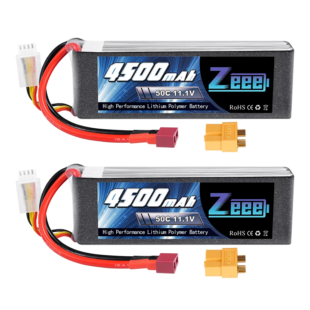 2 единицы Zeee 11,1 V 4500 мА/ч, 50C 3S LiPo Батарея с Т-образный разъем XT60 Разъем для RC автомобиль Heli Quad Дрон Heli коптера RC самолет