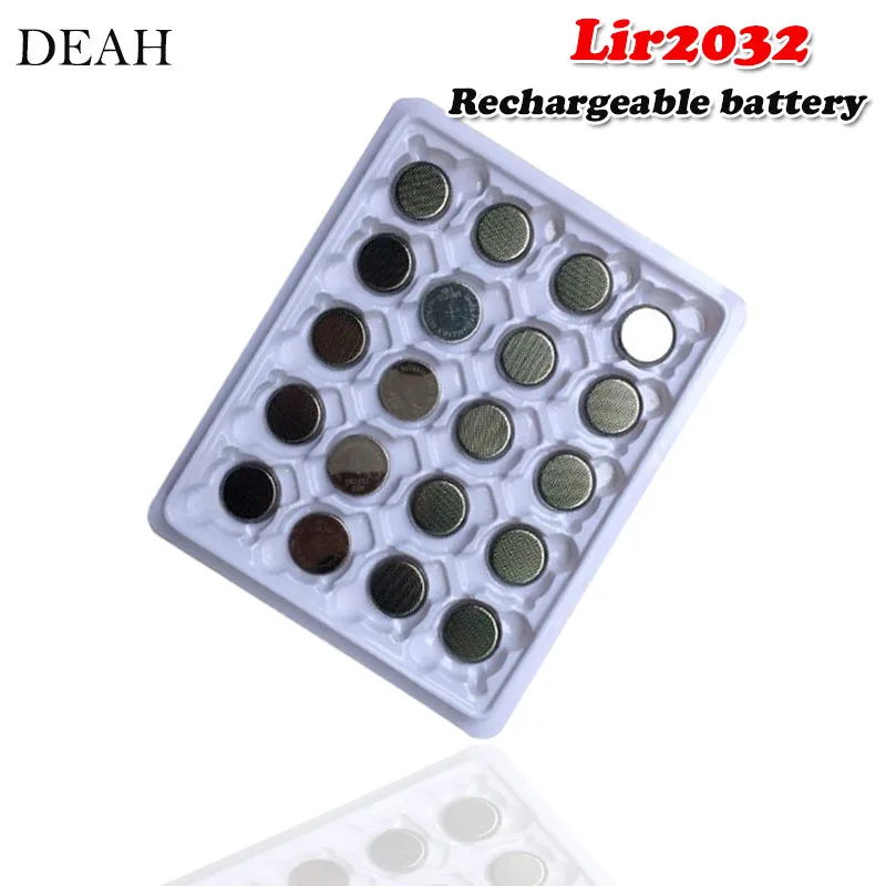20шт 3,6 V 40mah LIR2032 LIR 2032 литиевая аккумуляторная батарея для дистанционного управления часы Компьютер Материнская плата кнопочный элемент CR2032