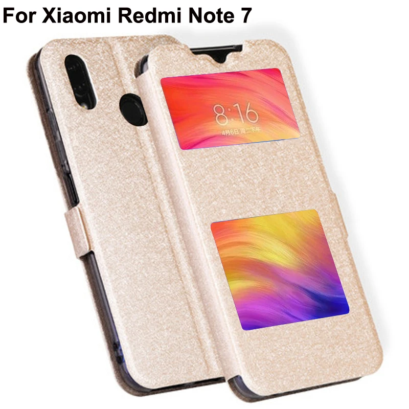 Чехол для Xiaomi Redmi Note 7 передняя подставка с окошком кожаная задняя крышка xiaomi redmi