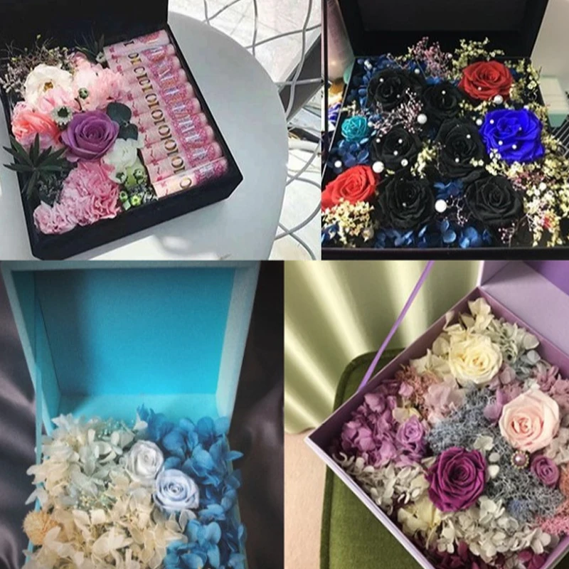 Квадратная фланелевая Подарочная коробка упаковка цветочного букета Свадебный