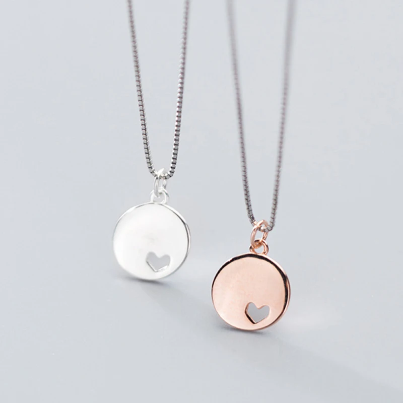 Ожерелье из стерлингового серебра 925 пробы с полым сердцем круглая подвеска на