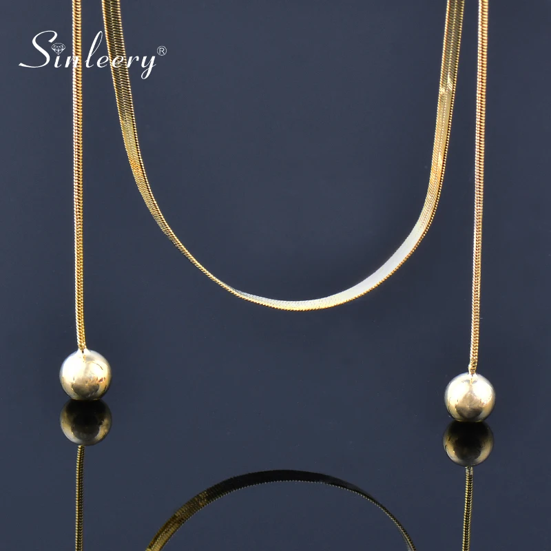 SINLEERY шикарный золотой цвет металлическая цепочка кисточки кулон ожерелье Дубай