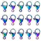 Застежки-карабины из нержавеющей стали радужной расцветки, 10 шт., 111518 мм, соединительные крючки для ожерелья сделай сам, фурнитура для ювелирных изделий, материалы