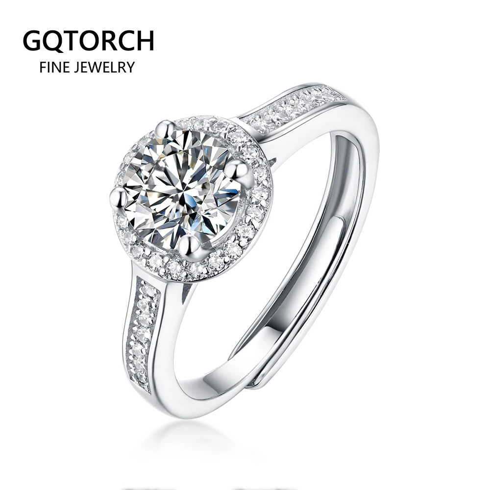 Обручальное кольцо Moissanite 1ct с покрытием из белого золота в классическом стиле