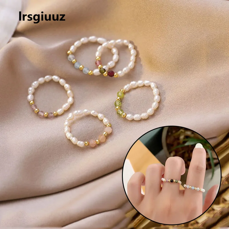 

Net Red Bloggers Recommend Color Crystal Freshwater Pearl Women's Ring Retro Bead Circle Ring Popular Jewelry For Women