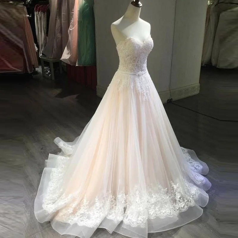 

Соблазнительные кружевные свадебные платья с аппликацией сердечком, свадебные платья на шнуровке сзади 2021, официальное длинное платье при...