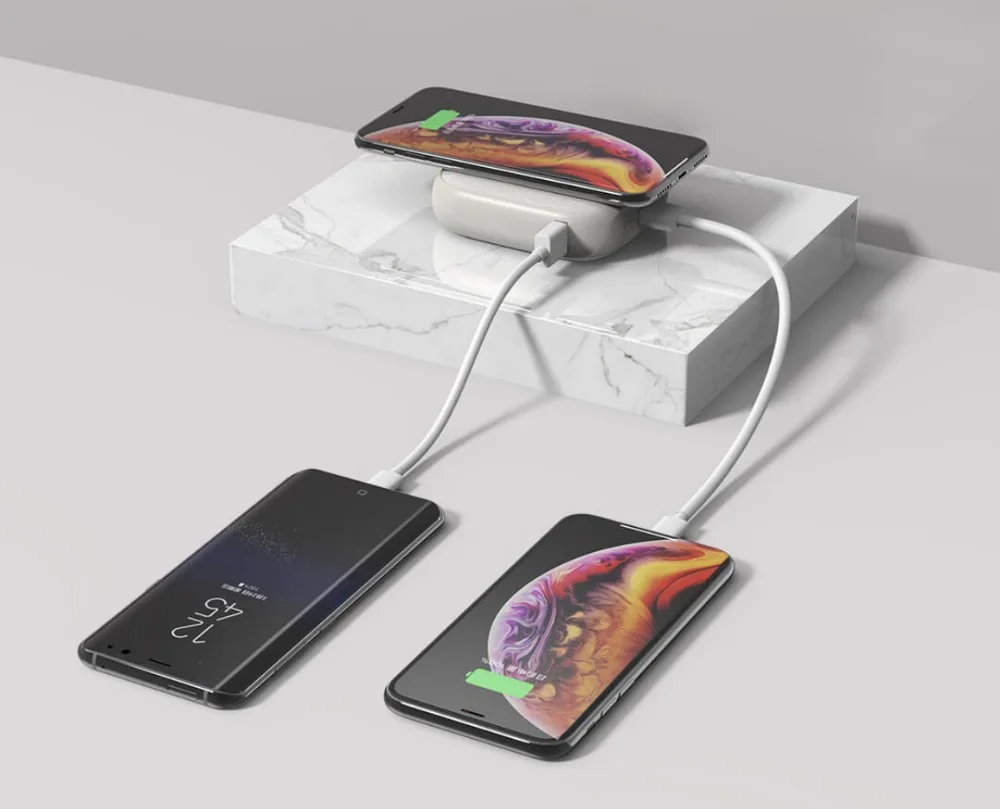 SOLOVE 10000 мАч беспроводной внешний аккумулятор Двойной USB внешний аккумулятор для iPhone Xiaomi Внешний аккумулятор USB QI Беспроводное зарядное устройство