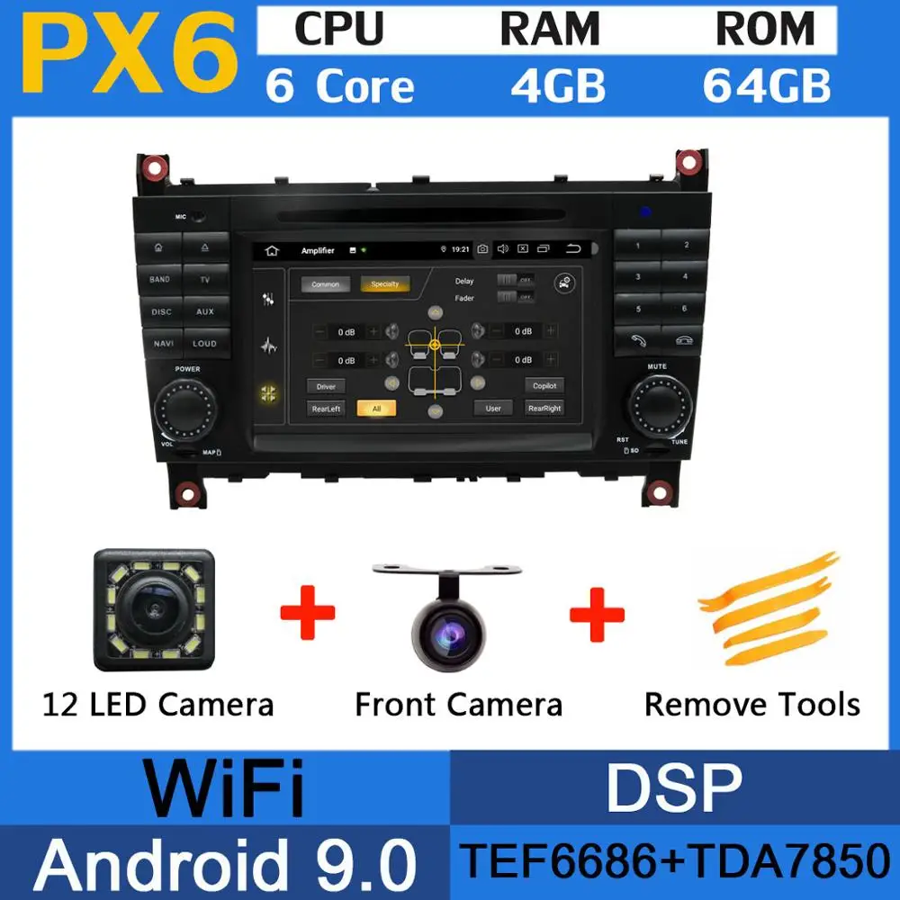 PX6 Восьмиядерный 4 Гб ОЗУ Android 9,0 автомобильный DVD для Mercedes Benz C Class W203 C180 C200 C220 C230 C240 C250 C270 C280 C300 C320 автомобильный DSP - Цвет: PX6