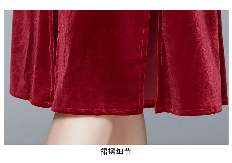 

2021 Spring Fall Fashion Women Wine Red Velvet Mermaid Dress , Woman Clothes Slim Placket Double Breasted Velour Dresses