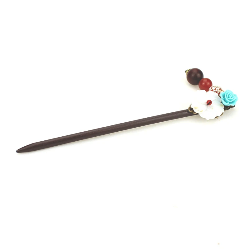 Канзаши палочка для волос корпус из розового дерева цветная глазурь китайский