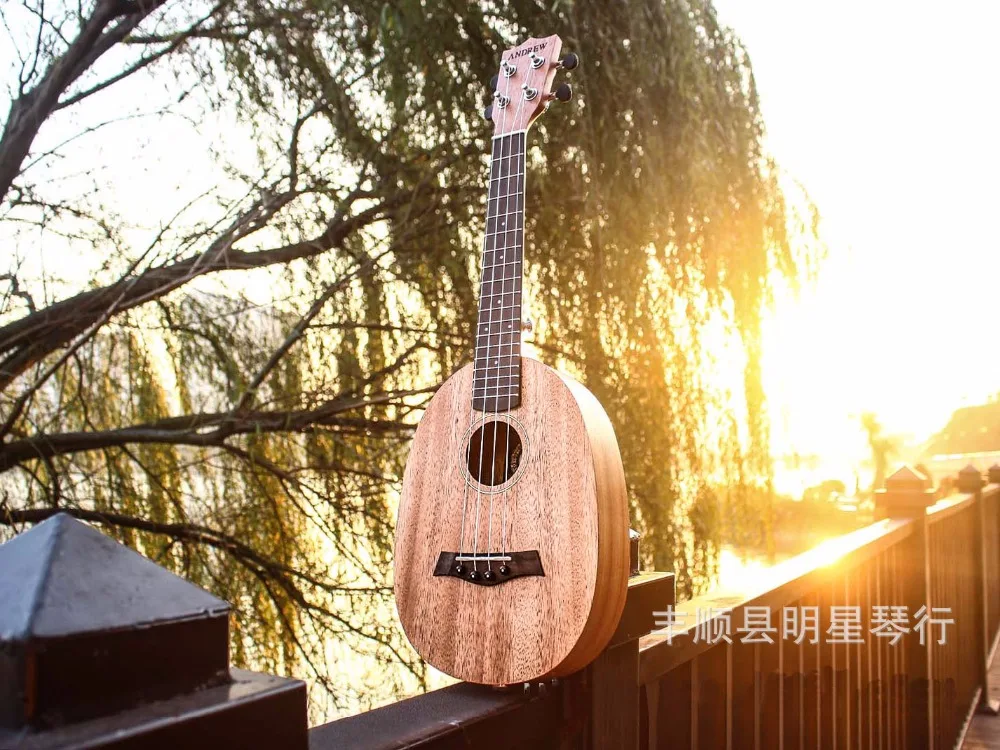 Укулеле концертная 23 дюймов электрическая гитара ананаса 4 струны Ukelele Guitarra ручной работы дерево красное дерево Музыкальные инструменты Uke